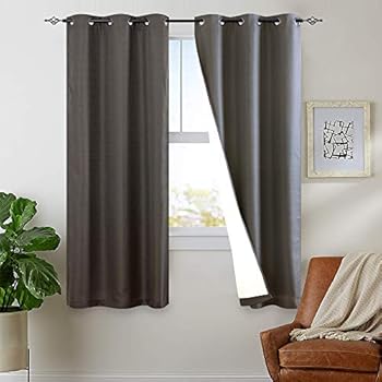 jinchan Grey Blackout Curtains Lined Thermal Drapes 63 Grey Long Light Blocking Panels for Bedroom Window Treatments Grommet Top 2 Panels