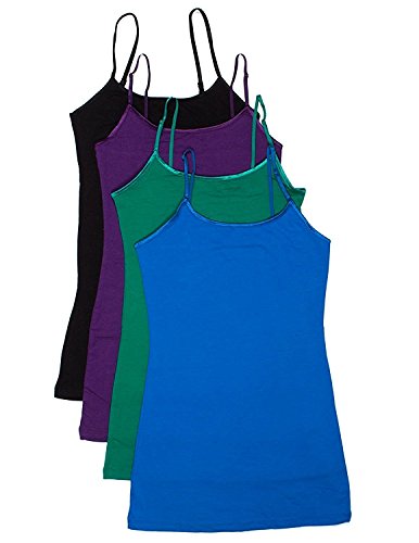 4 Pack Active Basic Women's Basic Tank Top (2X,Purple/Blue/Green/Black)