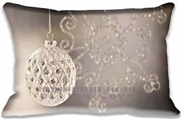 Custom Design Silver Christmas Ball Pillow Cases Zippered , Standard Size Holidays Pillowcase - 16X24inch Christmas Cushion Covers Twin Side Print