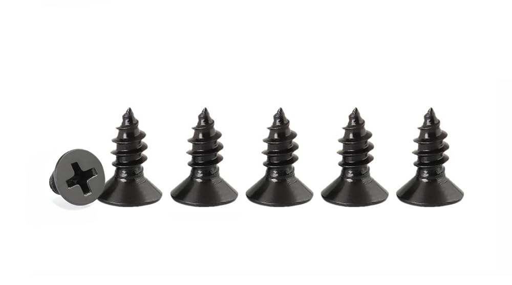 M4 Phillips Flat Head Self Tapping Screws,100 pcs Black M4 x 8mm Carbon Steel Wood Screws DIY Woodworking Screws with Box (M4 X 8mm 100 PCS)