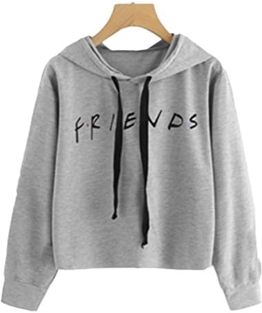 Dizoo Fisy Women's Casual Letter Printed Hooded Crop Tops Drawstring Pullover Sweatshirts