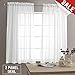 jinchan White Sheer Curtains for Living Room, Solid Voile Airy Curtains 63 Inch Length for Bedroom, Classic Semi Sheer Light Filtering Drapes, Rod Pocket Window Treatments, 2 Panels White