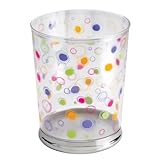 mDesign Bright Dots and Cirlces Bath Wastebasket Trash Can, Clear/Chrome