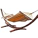 Lazy Daze Hammocks 12Feet Wood Arc Hammock Stand and Cotton Fabric Spreader Bar Hammock Combo, Mother Earth Striped
