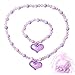 Annilubaby Jewelry Set For Toddler, Little Girls Kids -Stretch Love Necklace Bracelet Set Party Favor Jewelry Set (Purple)