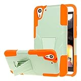 HTC Desire Eye Case, MPERO IMPACT X Series Dual Layered Tough Durable Shock Absorbing Silicone Polycarbonate Hybrid Kickstand Case for Desire Eye [Perfect Fit & Precise Port Cut Outs] - Coral / Mint