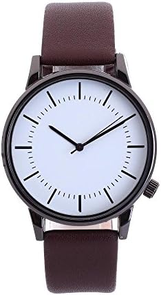 Glass Round Dial Leather Skin Strap Alloy Watch Quartz Lovers Watches
