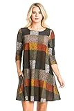 HerShe Women's Loose Fit 3/4 Sleeve Tunic Top Dress