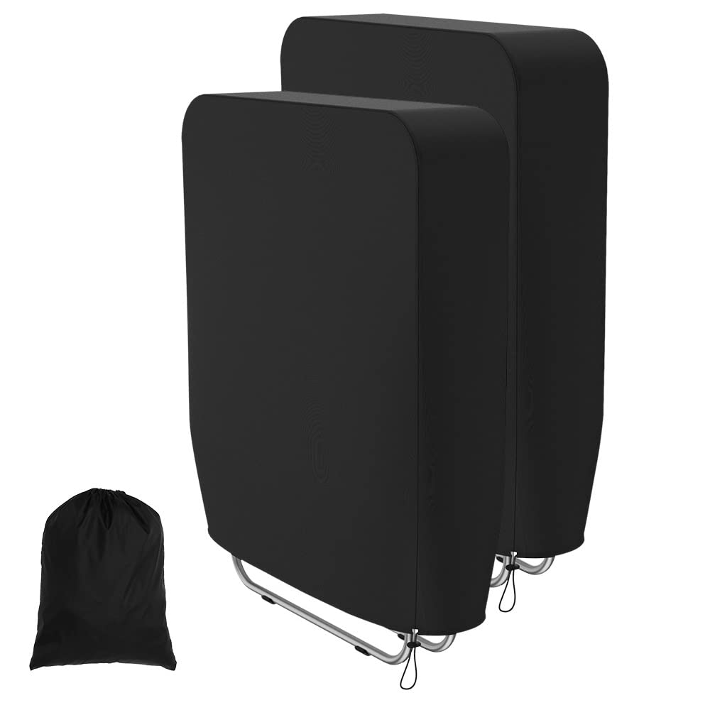 2Pack Outdoor Foldable Reclining Chair Cover Foldable Garden Chair Cover Waterproof Windproof Heavy Duty Rip Proof 190T Oxford Fabric Folding Lounger Cover with Storage Bag Black, 36.6"x32.2"