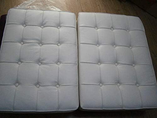 White Barcelona Style Reproduction Chair Cushions in Higher Grade Italian Leather