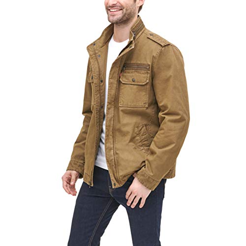 Levi's Men's Washed Cotton Military Jacket, Caqui, XLarge