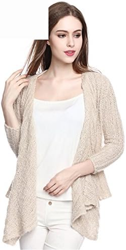 Sicong2 Sweet Women Simple Long Sleeve Irregular Hem Cardigans Sweater Female Knitted Open Front Casual Coat KhakiM Grace