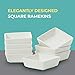 California Home Goods 8-Piece Square Ramekin Bowls, 4 Oz Ramekin Bowl for Baking, Cooking, Oven Safe Porcelain, Sleek Porcelain White, Small Ramekin Set, Souffle Bowls, White Ramekins for Instant Pot