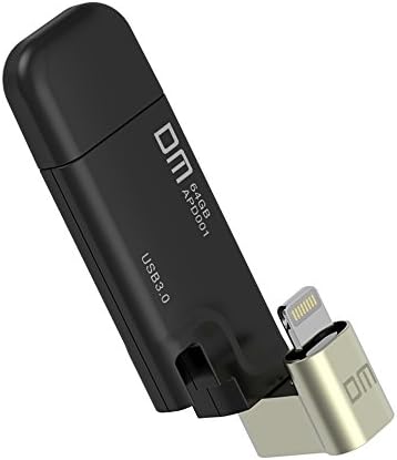 USB Flash Drive 64GB with OTG Lightning Connector, USB 3.0 Data External Storage Memory Stick Adapter Expansion for iPhone iPad iOS PC Macbook Black [Apple MFI Certified]