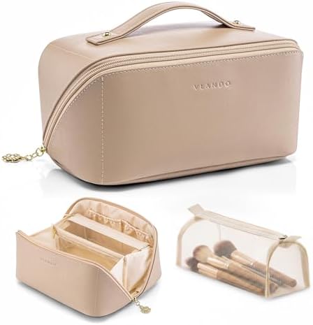 alexia makeup travel bag Amazon.com: ALEXTINA Travel Makeup Bag Organizer for Women, Large Capacity  Cosmetic Make up Bag with 180° Open-Flat Design & Collapsible Handle,  Waterproof Vegan Leather Toiletry Bag for Travel Essentials, Khaki : Beauty