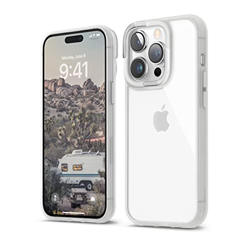 elago Dual Clear Case Compatible with iPhone 14 Pro - 6.1 Inch - PC + TPU Hybrid Technology, Reduced Yellowing, Crystal Clear, Shockproof Bumper Cover, Full Body Protection (White)