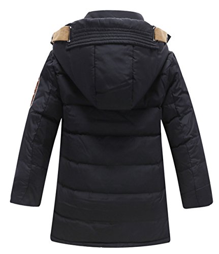 JiaYou Toddler Kid Child Boy Hooded Thick Winter Parka Mid/Long Duck Down Puffer Padded Overcoat Jacket(Style A Black,Height 55.12"-59.06" Inches)
