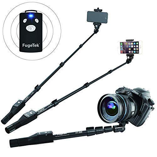 Fugetek FT-568 Professional High End Selfie Stick Monopod, For Apple, Android, & DLSR Cameras, Removable Wireless Bluetooth Remote, Black, (Renewed) - Thumbnail 6