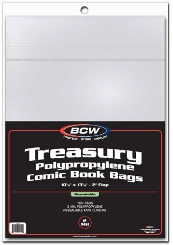 BCW 1-TB-R Resealable Treasury Comic Book Cover Bags