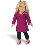 18 Inch Doll Clothing Outfit 2 Pc. Set Fits American Girl Dolls & More! (Doll Shoes sold separately) Doll Clothes Set of Berry Doll Dress & Sequin Trim Leggings