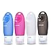 KANARS Travel Size Bottles Leak Proof Set of 4,with a TSA Approved Airline Carry On Clear Travel Toiletry Bag, Refillable Silicone Containers 3 Oz for All Liquid Toiletries