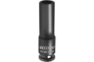 Meccion 3/8 Inch Drive Impact Socket 10mm Metric, 6 Point Cr-Mo Deep Socket, 63mm Length