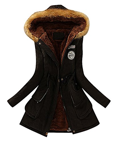 Maze, Women's Faux Fur Trim Fleece Lined Candy Color Panelled Hooded Jacket, Black XL ,Manufacturer(XXL) Maze, Women's Faux Fur Trim Fleece Lined Candy Color Panelled Hooded Jacket, Black XL ,Manufacturer(XXL)