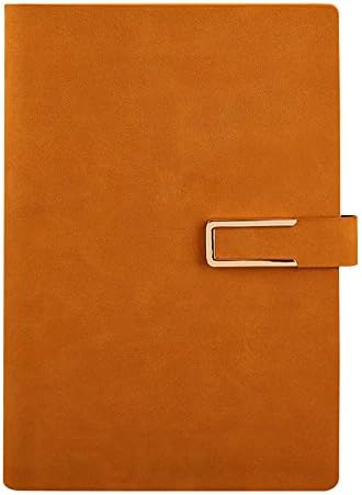 Jia Hu A5 PU Leather Notebook Binder Rings Journal Notepad Diary with Pen holder 160Pages Orange