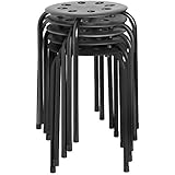 Norwood Commercial Furniture Plastic Stack Stools Black w/Silver Legs (Pack of 5) NOR-STOOLBS