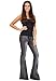 Glamour Outfitters Women's 60s 70s Flares Bell-Bottom Wide Flared Jeans - Faded Grey