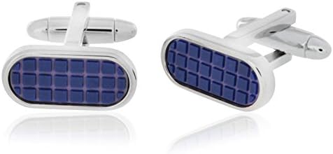 Blue Rubber Checker Oval Cufflinks