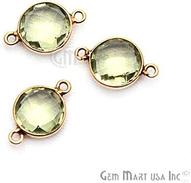 Green Amethyst Connector, 10mm Round Connector, Gold Bail Connector (GA-10155)