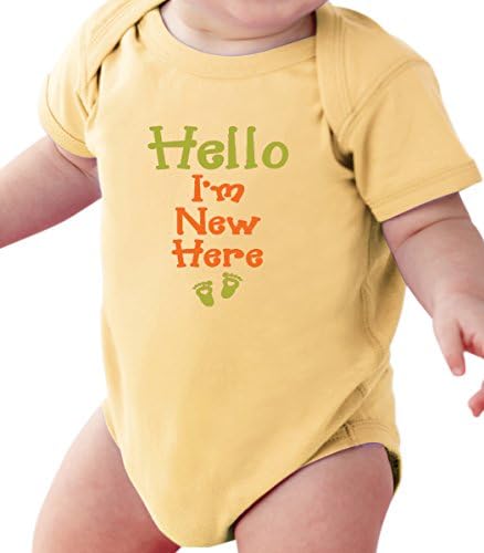 Pure Soul I AM New Here - Funny New Baby Born Romper Onesie Unisex WARPPED and Protected With A Clear Poly Bag (0-6 Months, Banana)