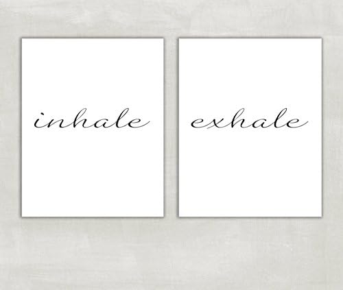 Inhale Exhale Print Yoga Wall Art 2 Prints Custom Color Bedroom Decor Pilates Art Breathe ((UNFRAMED)) 8x10