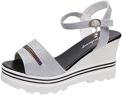 Bringbring Womens Shoes Fashion Women's T-Strap Buckle Peep Toe Sandals Wedge with Roman Platform Ladies Summer Pumps Wedges Casual Crystal Flip Flop Sandals Lazy Shoes