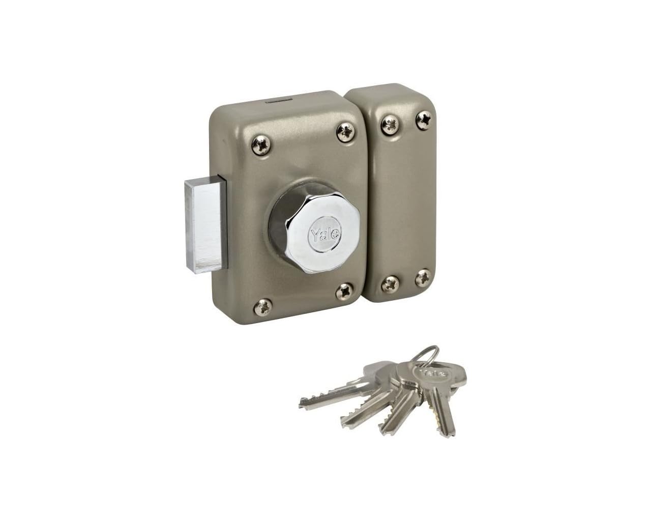 Yale YV25BT-40 Interior Button Door Lock with External Key - Cylinder Diameter 23 mm Length 40 mm 5 Pins YV25BT-40 Anti-Tear Protection 4 Keys Beige