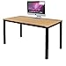 Need Computer Desk, 47 inch Home Office Desk, Modern Simple Style Home Office Gaming Desk, Basic Writing Table for Study Student, Black Metal Frame, Teak