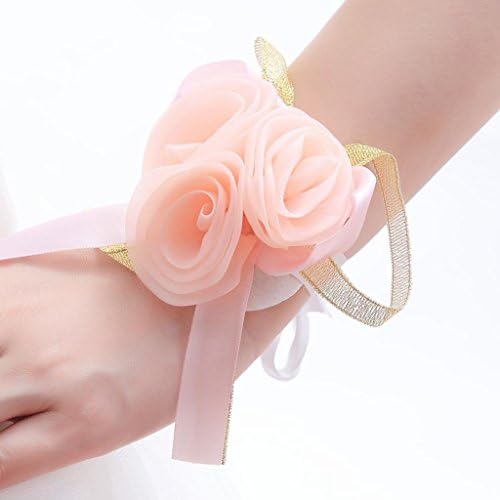 One One Bridal® Wedding Bridal Women Girl Bridesmaid Exquisite Floral Hand Wrist Flower (T1218-Champagne)