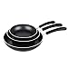Cook N Home 02476 Nonstick, 10,12 inch 3 Piece Frying Saute Pan Set with Non-Stick Coating Induction Compatible Bottom, 8"/10"/12", Black
