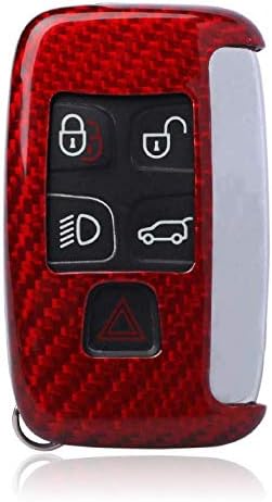 HHHU0105 - Red Carbon Fiber Key Fob Remote Keyless Cover Case Shell Holder for Land Rover Jaguar