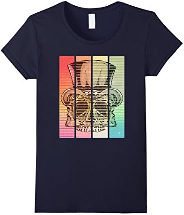 Womens Retro Voodoo Skull Hatter T-Shirt : Mad Witch Doctor Gift Small Navy