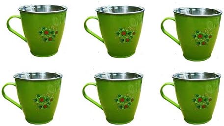 Starnk Set of 6 Drinking Unbreakable Hot Double Wall Plastic With Stainless Steel Inner Tea, Coffee, Milk Cup