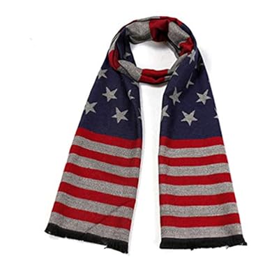 Women/Men USA American-Star-Flag Scarf - Reversible Elegant Classic Warm Cashmere Soft Scarves for Fall Winter