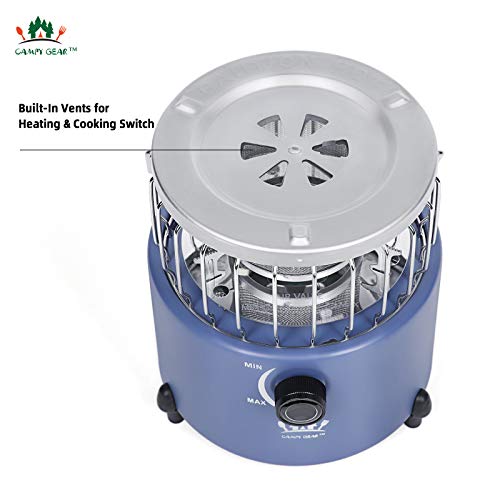 Campy Gear 2 in 1 Portable Propane Heater & Stove with Hose and Pan