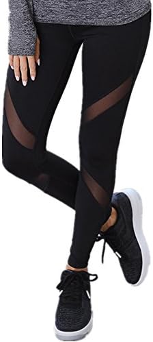 HEALTHLOVE Mesh Splicing Yoga Pant High Waist Running Workout Leggings For Women (XL)