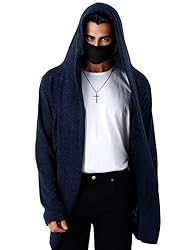 Mens Hooded Cardigan Long Cardigans Sweater Shawl
