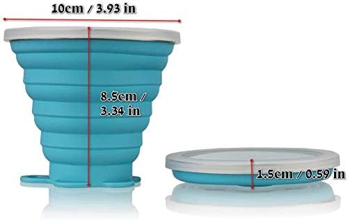 ddLUCK Silicone Foldable Cup, 2 Pack BPA Free Collapsible Travel Mugs, Folding Silicone Cups with Plastic Sealing Lid - Image 3