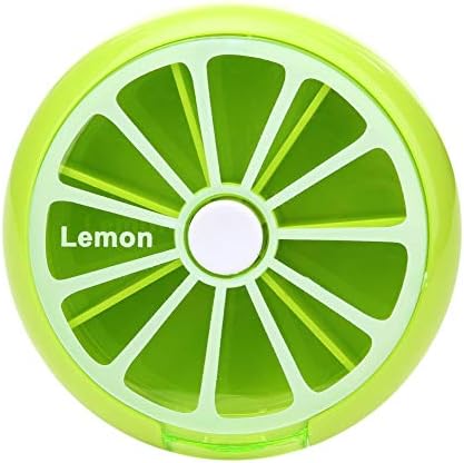 yanten Outdoor Travel Pill Portable 7 Day Rotating Pill Case Lemon