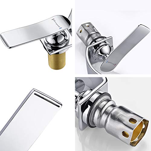 Charmingwater Modern Commercial Chrome Single Handle Bathroom Vanity Faucets, Curved Single Hole Sink &Lavatory Mixer Tap, Single Lever Upgraded Version