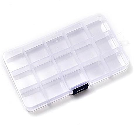 Candy Grils Clear Plastic Jewelry Box, 15 Slots Adjustable Clear Hard Plastic Jewelry , Ring Earring,beads, Sewing,pills,accessories Storage Box